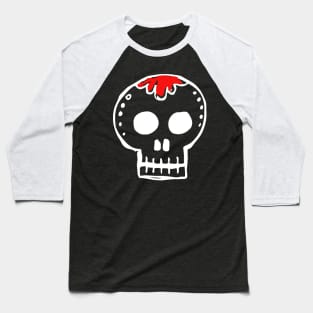 Sugar Skull Doodle White Baseball T-Shirt